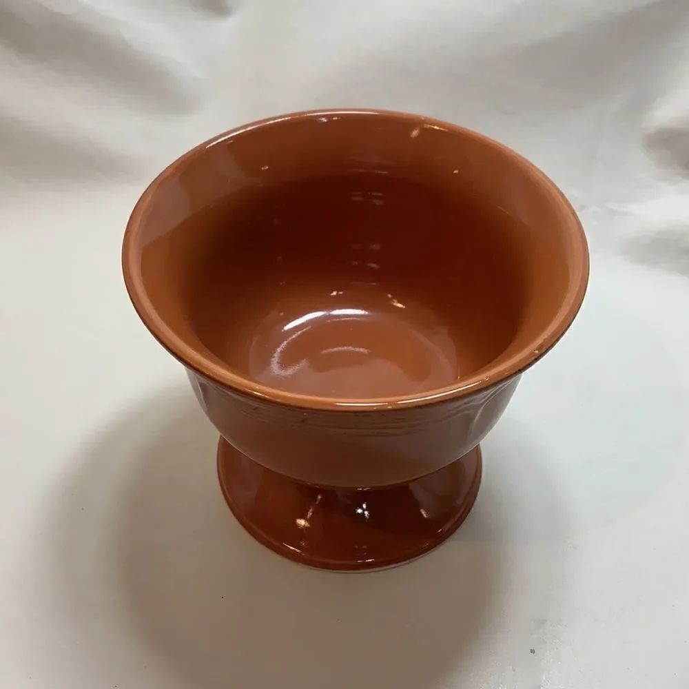 Tuscan Pumpkin Orange Color Dessert Sorbet Cereal Serve Bowl Foot Pedestal Set 2 - Picture 9 of 16
